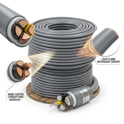 CHINA Cabo LSZH de Baixa Fumaça e Zero Halogênio com Isolamento de PVC 0.6/1kV 4 Vias 4x50mm2 à Prova de Fogo fornecedor