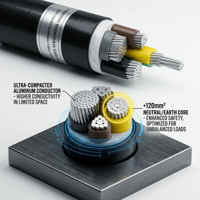 UV Resistant PVC Insulated Power Cable 0.6/1kV 4x35mm2 Aerial Overhead Outdoor Use fornecedor