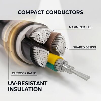 UV Resistant PVC Insulated Power Cable 0.6/1kV 4x35mm2 Aerial Overhead Outdoor Use fornecedor