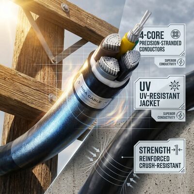 ABC 4x35mm2 UV Stabilized PVC Insulated Aerial Bundled Cable Overhead 0.6/1kV IEC60502 fornecedor