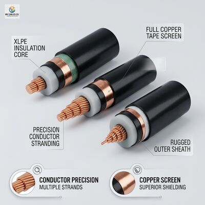 Cabo de Energia Isolado XLPE de Média Tensão Blindado com Fita de Cobre 8,7/15kV fornecedor