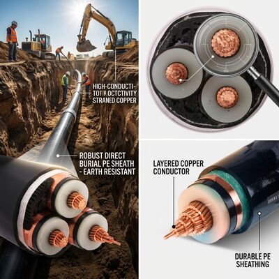 Cable de alimentação subterrânea isolado PE revestido XLPE de enterro direto 0,6/1kV fornecedor